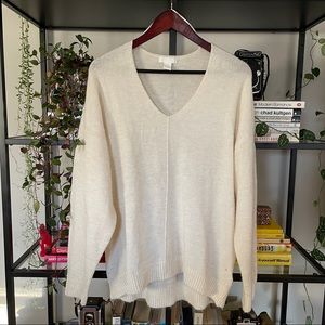 H&M off white cream V neck pullover